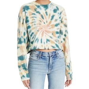 Mother Denim The Loafer Crop Fray Sweatshirt, Size XS